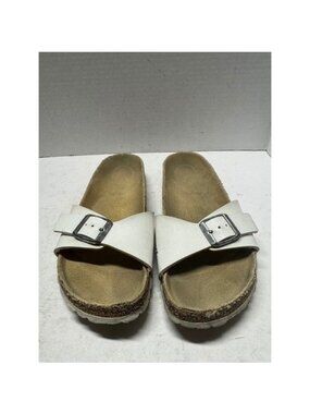 Birkenstock Madrid White Birko-Flor Single Strap Slide Sandals Size 36 6
